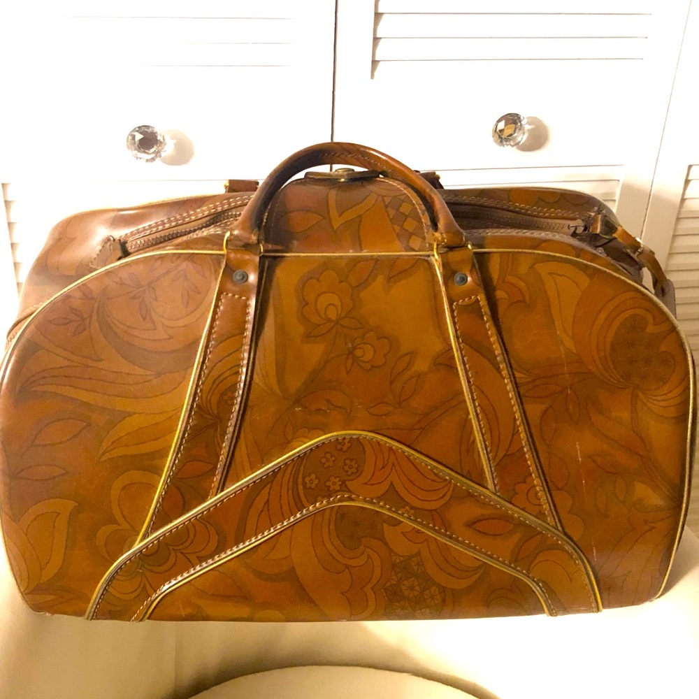 Rare Vintage Leather Burton Mfg Co Overnight Bag